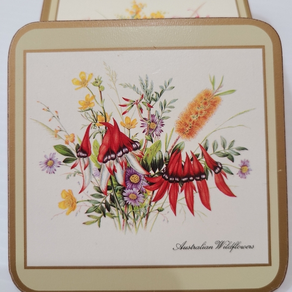 English Life six coasters Australian wildflowers vintage floral coasters - Picture 5 of 10